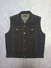 Vintage Lucky Star Denim Jean Vest Jacket Mens Large