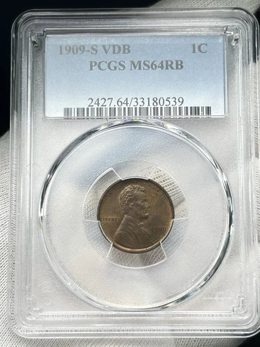 RARE 1909-S VDB Lincoln Wheat Penny PCGS MS64 RB 1c One Cent Copper US Coin