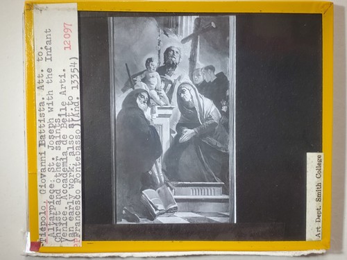 San Giuseppe con Cristo Bambino, Giovanni Battista Tiepolo, Lanterna Magica Scivolo in Vetro - Foto 2 di 3