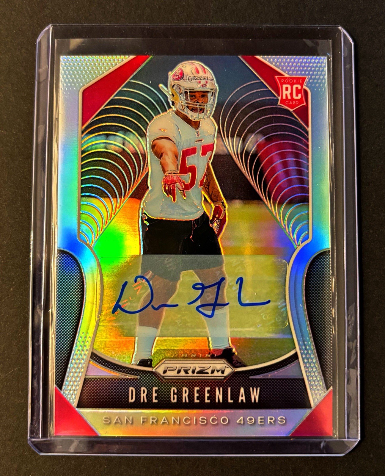 2019 Panini Prizm Dre Greenlaw Rookie Silver Auto #384 ! SP RARE Broncos / 49ers