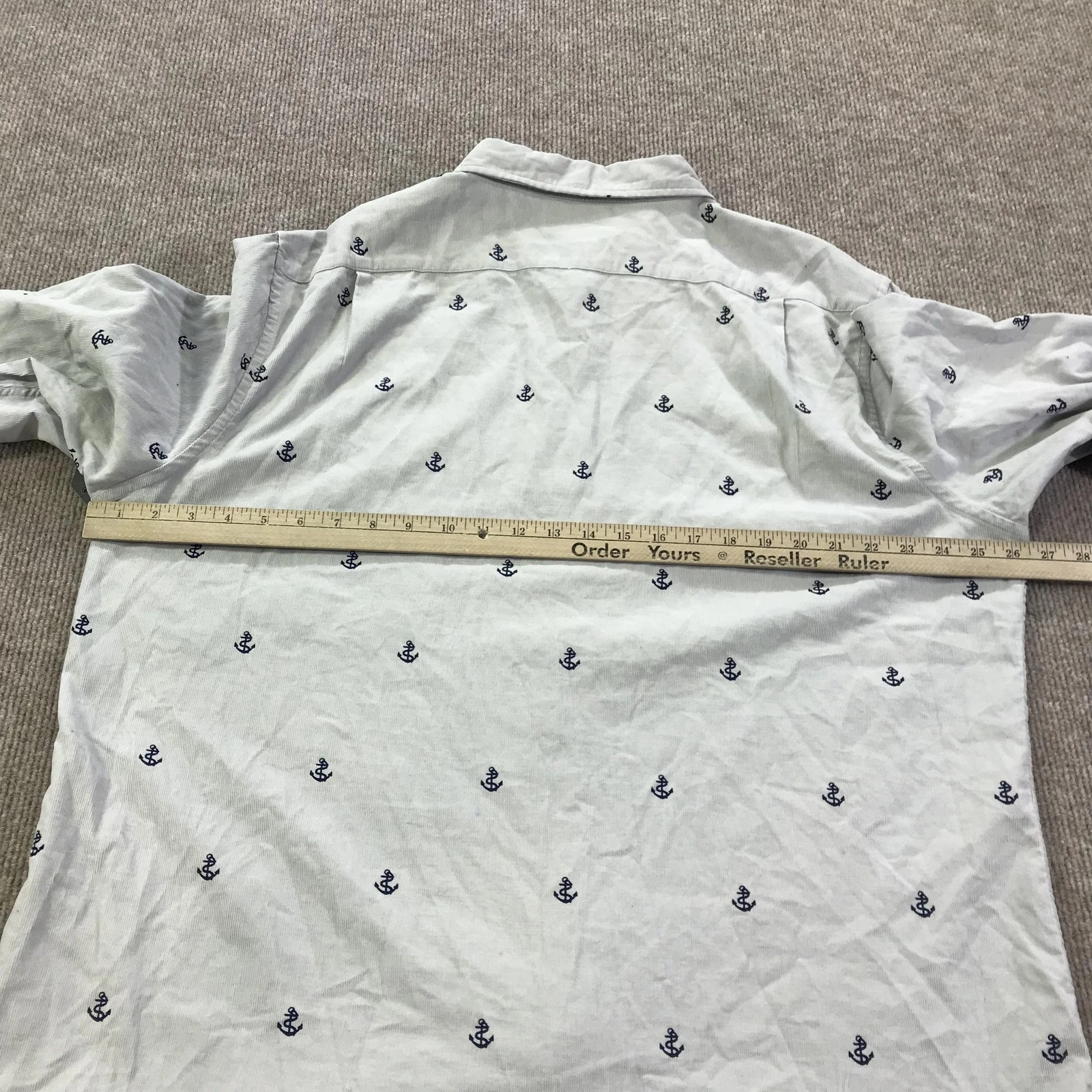 Nautica Shirt Mens 2XL Grey Classic Fit Anchor Print Button Front Nautical - product detail image 11