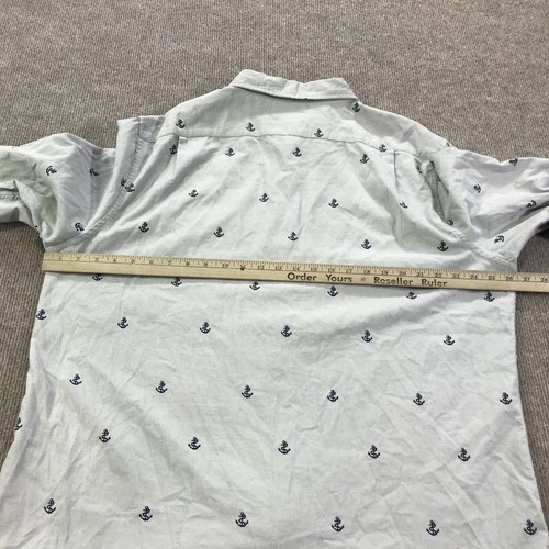Nautica Shirt Mens 2XL Grey Classic Fit Anchor Print Button Front Nautical image 11
