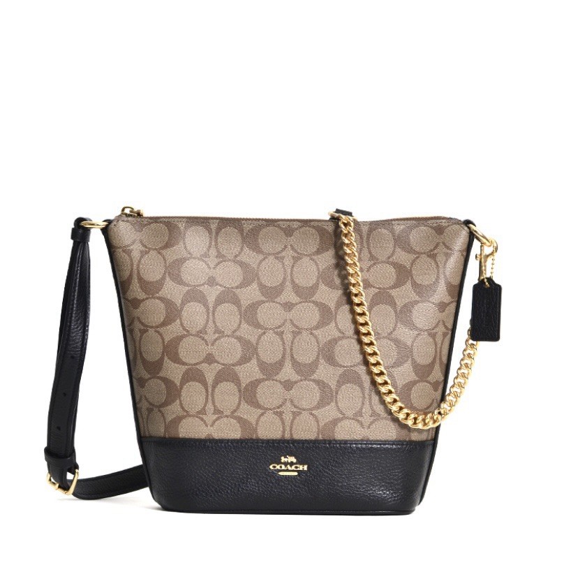Coach Tan Leather Crossbody Bag with Gold-Tone Hardware