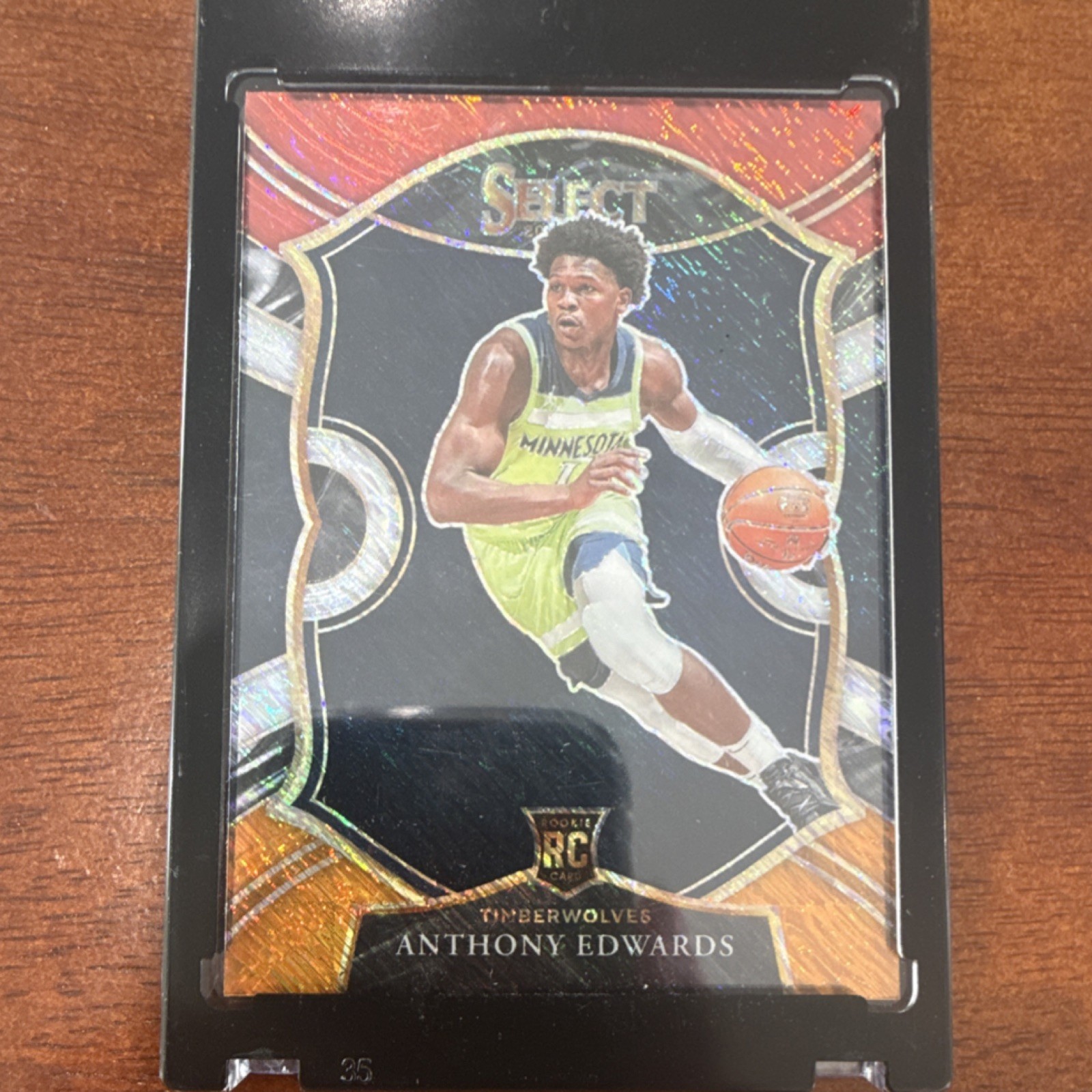 2020-21 Panini Select Anthony Edwards Rookie #61 Red White Orange Shimmer Timbe…