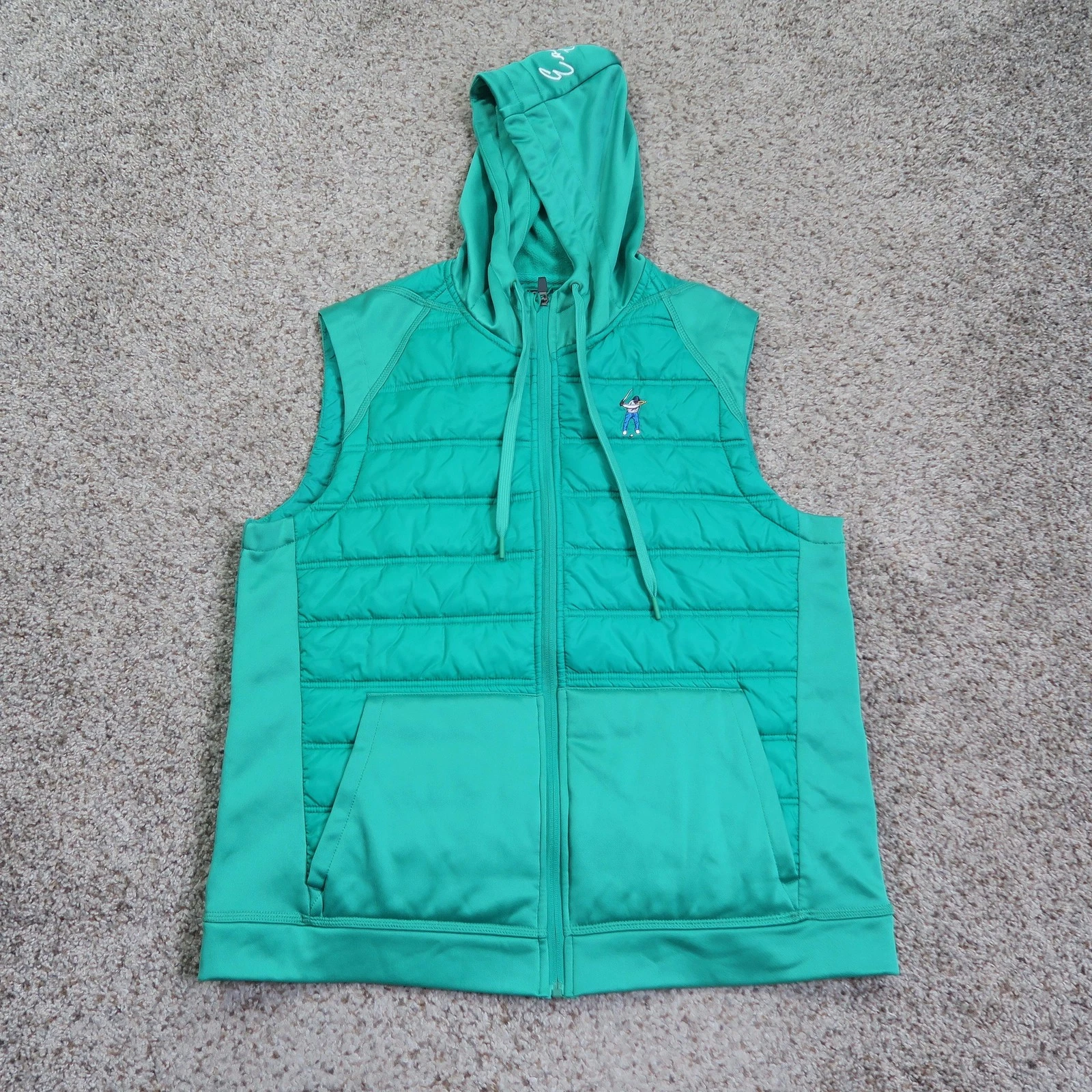 Eastside Golf Vest Mens XL Green Performance Hooded Quilted Puffer Full Zip Tech