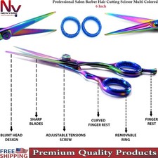 Barber Hair Cutting Scissor Salon Multi Color 6 Inch Stainless Steel Hairdresse