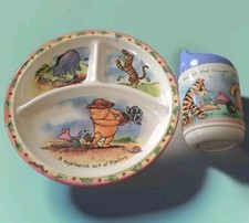 Vintage Winnie the Pooh Divided Plate Sippy Cup Selandia Disney Melamine