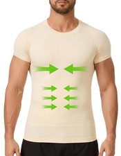 Men's Short Sleeve Slimming Compression Workout Shirt Tummy Control