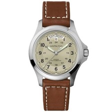 Nuovo orologio Hamilton Khaki Field King automatico quadrante beige 40 mm H64455523