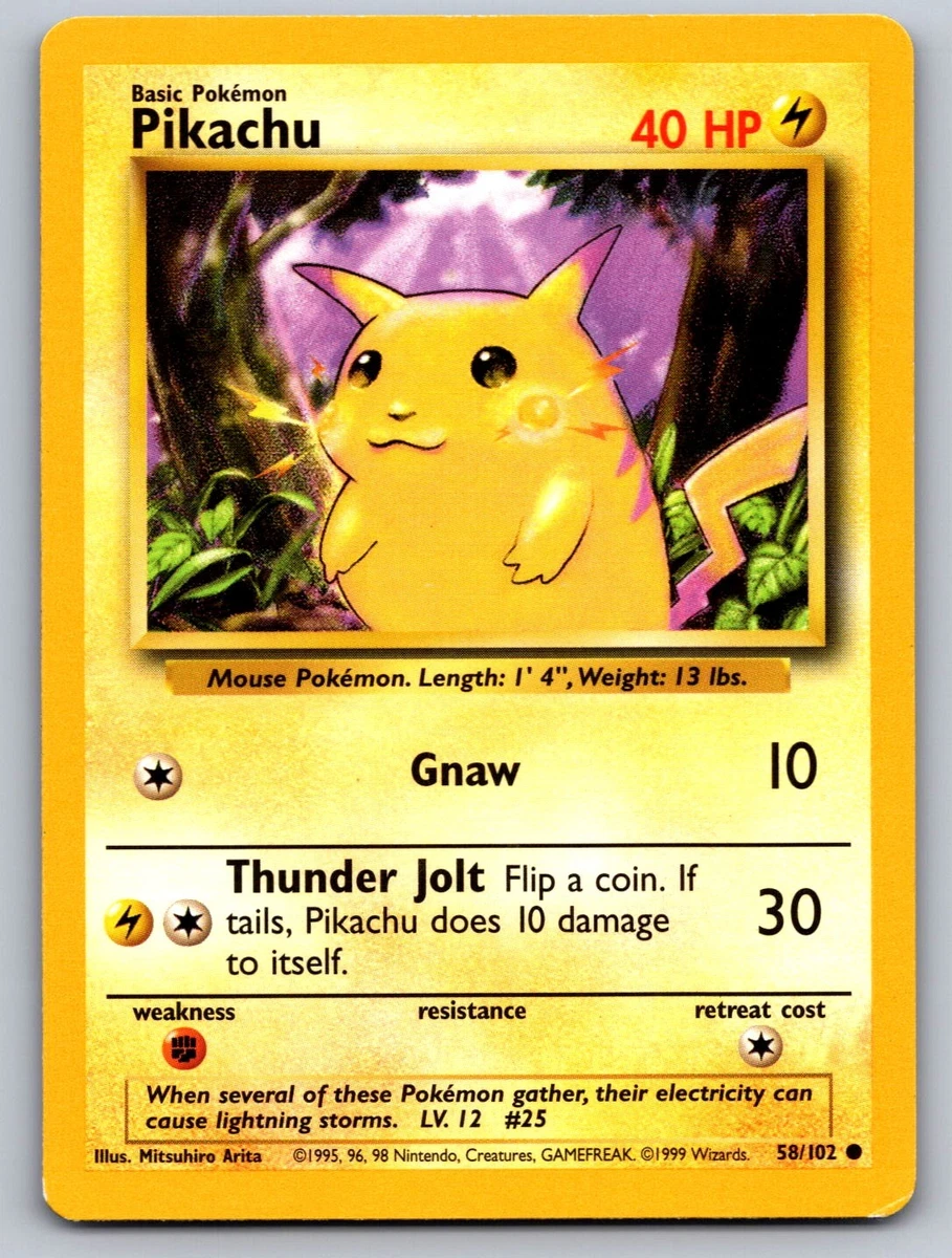 25+ Pikachu Pokémon TCG Individual Trading Card Games Base Set in
