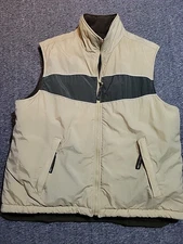 Y2K Aeropostale Sz MED Aero-Tec Brown Tan Fleece Puffer Vest A87 Reversible 
