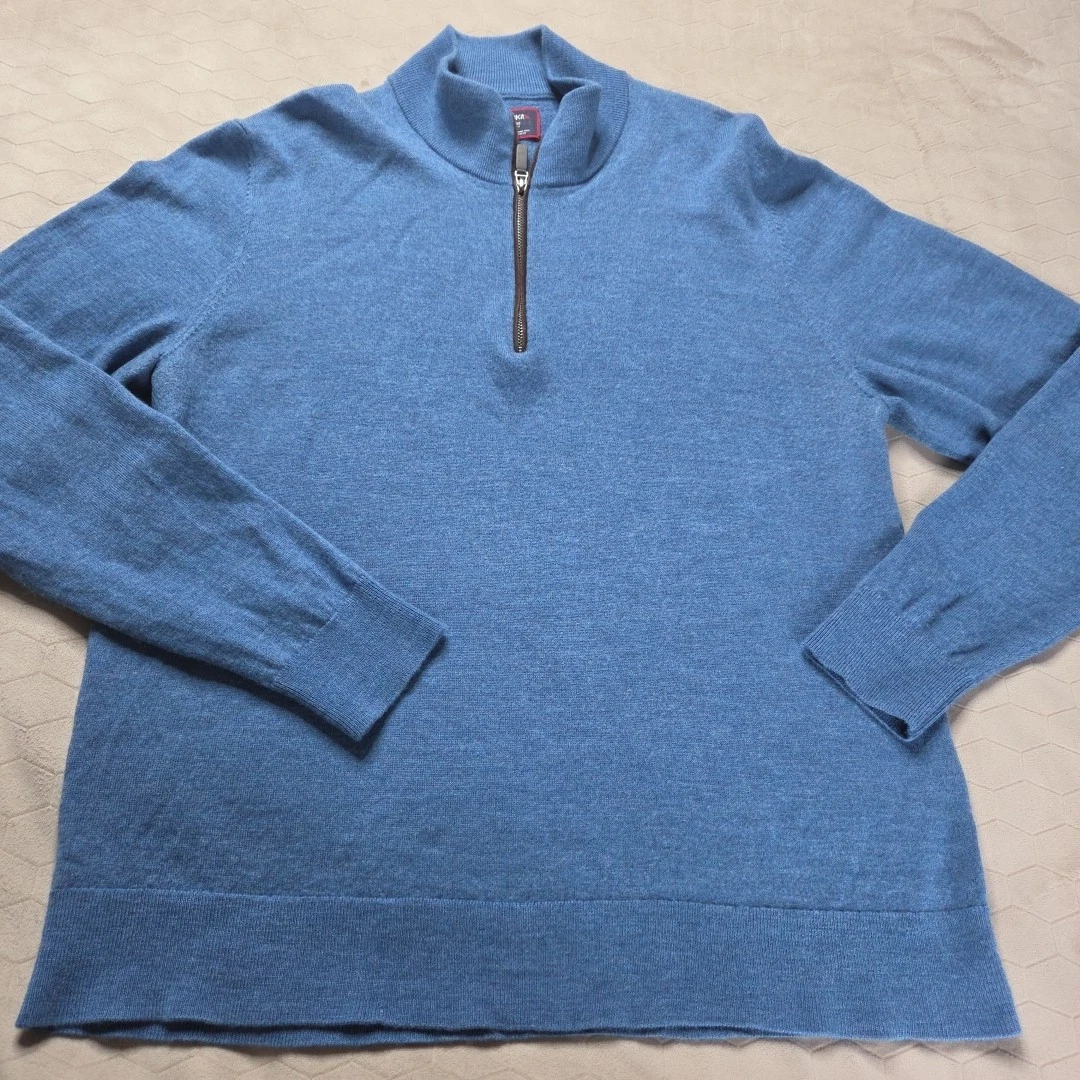 Untuckit Mens XL Belguardo 100% Merino Wool Quarter-Zip Base Layer Sweater