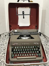 1950s VINTAGE ROYAL QUIET DELUXE PORTABLE TYPEWRITER IN TWEED CASE - GREEN KEYS thumbnail
