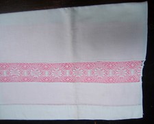 Piccolo Lenzuolo di Bambino Lino Ricamo Pizzo A Fuso Mano Antico 153 X 145 CM