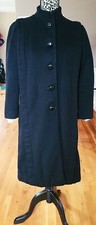 Womens Black Wool Cashmere Long Coat Made in USA