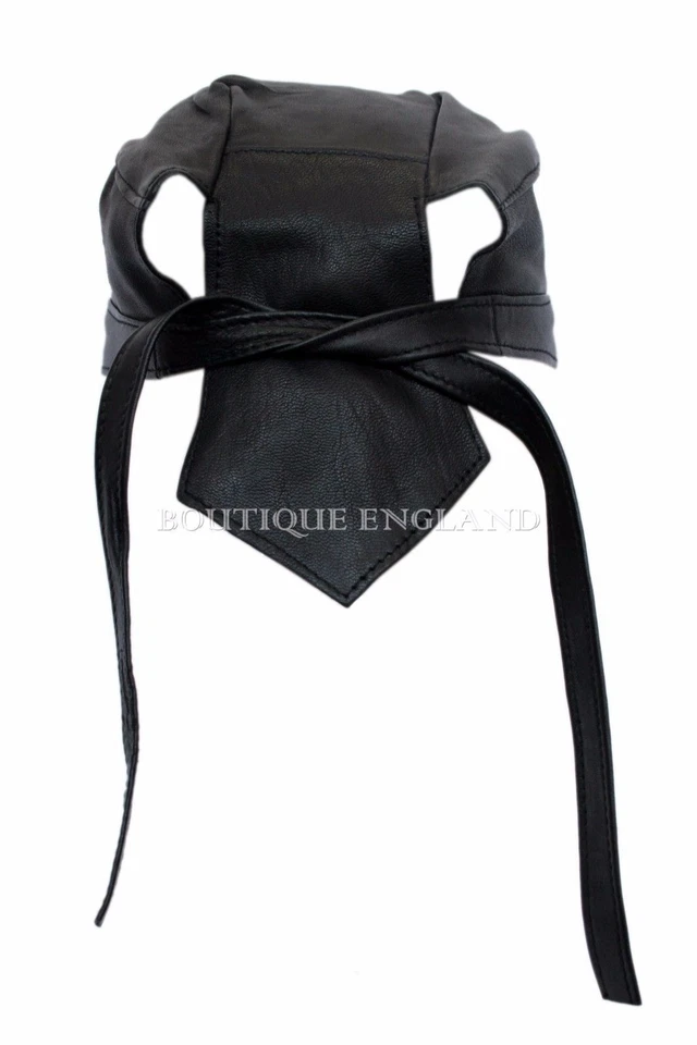 Motorbike Wholesale Leather BANDANA Black Biker Real Leather Zandana Pre-Tied - Image 3 of 4
