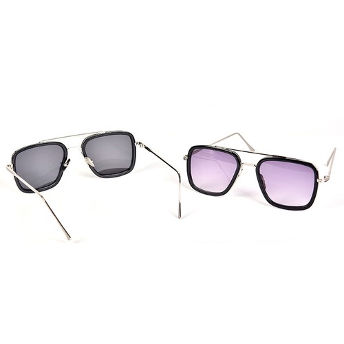 Tony Stark Lunettes de soleil carrées en métal Avengers Lunettes de soleil G1