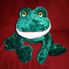 Russ Berrie FRIGGLES Green 16in Soft Plush Large Frog with Hang Tag Cream Chin