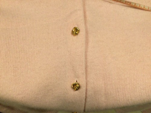 Cardigan Neiman Marcus Rosa Heather 100% Cashmere Bottoni Nodo Oro Bottoni S - Foto 9 di 9