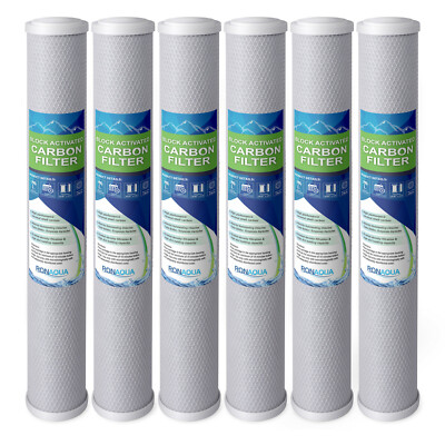 20'' x 2.5'' Block Carbon Water Filter 5 Micron Whole House Cartridges Set of 6