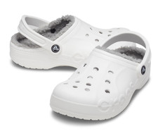 Crocs Baya Lined Clog Slippers White Grey Men's 10 Women's 12 205969-11H New