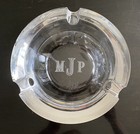 Orrefors Sweden Large Heavy & Thick Crystal Cigar Ashtray Monogramed MJP