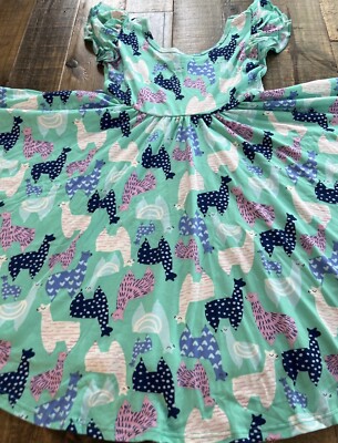 llama birthday dress Whimsical Llama Print Flutter Sleeve Twirly Dress for Girls – Soft, Comfy &  Ready for Play main image 1