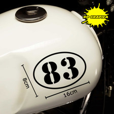 Coppia 2 Adesivi Numero Gara Moto Cafe Racer cross serbatoio