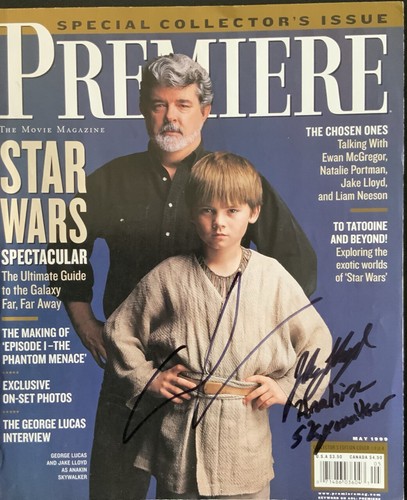 George Lucas & Jake Lloyd Premiere signed magazine RACC ACOA COA 