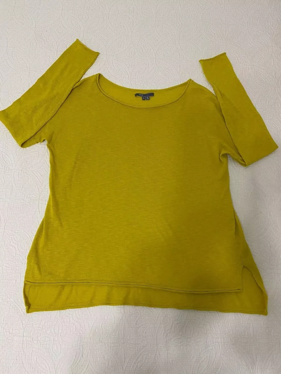 Vince Women Knit Top Long Sleeve Size S Mustard Yellow Blouse 2056