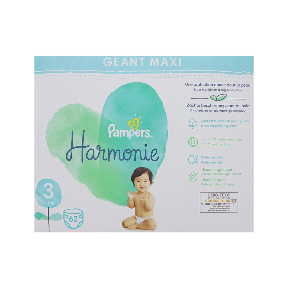 Pampers Harmonie Harmony Größe 3 (6kg-10kg) 62 Windeln