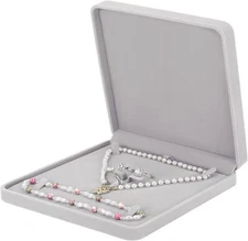 LETURE Velvet Jewelry Set Box, Gift Box for Bracelet Necklace Grey 