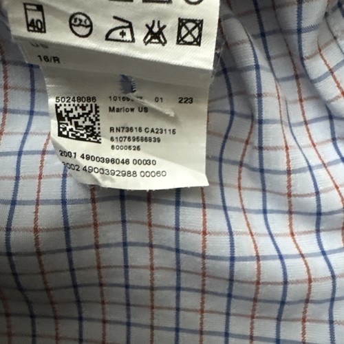 Hugo Boss Men’s Sharp Fit Long Sleeve Button-up Shirt Size 16 Blue/Orange Check - Picture 10 of 11
