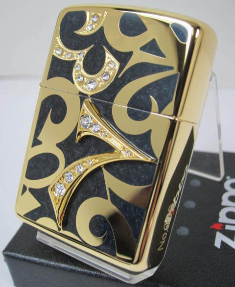 Zippo Armor Case New Dial Crystal Beads Gold Black Limited Number