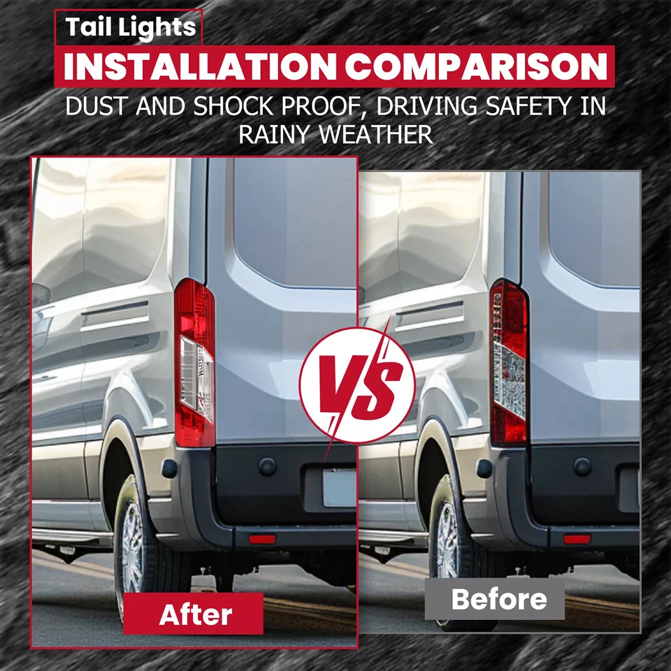 Par de luces traseras halógenas de freno para Ford Transit 150 250 350 2015-2024 Foto 3 de 4