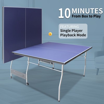 Foldable 8ft Table Tennis Set Portable For Indoor Outdoor with Net Paddles and