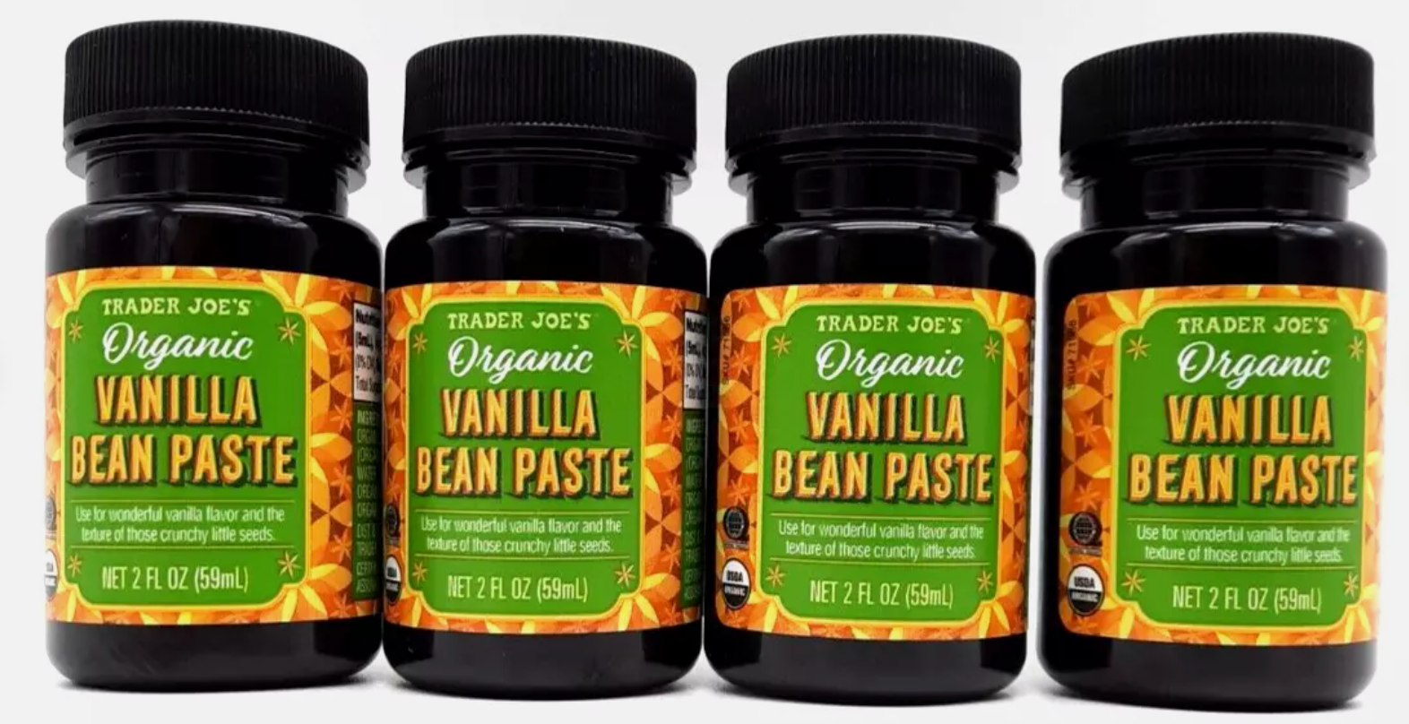 4 Bottles Trader Joe's Organic Vanilla Bean Paste 1/2025+