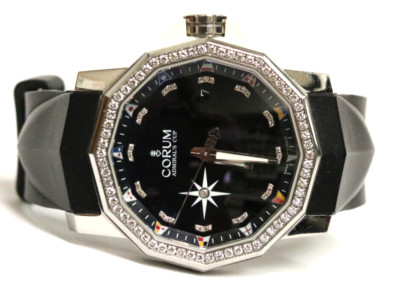 Corum Automatic Admirals Cup Diamond Black Dial Ladies Watch 60030.021611