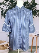 Draper James Pinstripe Button Down Blouse Size 0