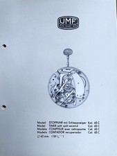 UMF Ruhla STOPPUHR - Kaliber 65 c: original "Uhren-Ersatzteile" Katalog-Blätter
