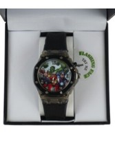 Reloj clásico con esfera flash Avengers negro Marvel Comics nuevo en caja