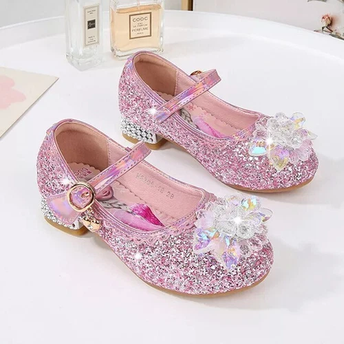 Kids Girls Ice Queen Princess Party Sequins Crystal Glitter Fancy Dress Sandals - Picture 20 of 31