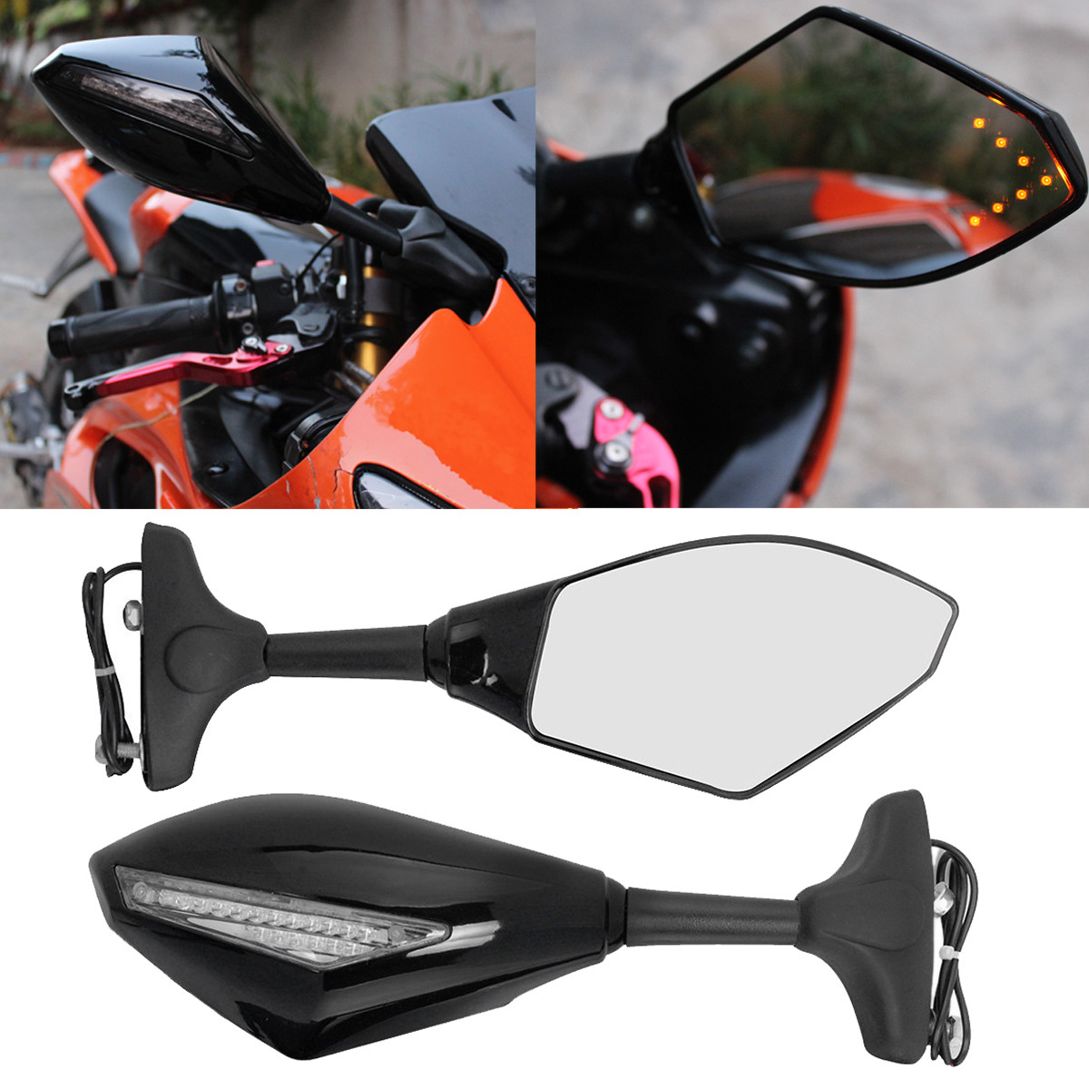YZF-R6 右ミラー Motorcycle LED Turn Signal Mirrors For Yamaha YZF R6 1999-2009 R6S