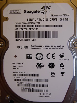 Seagate ST9500420AS | 5VJ | PN: 9HV144-022 | FW: 0006HPM1 | WU | 500GB #11