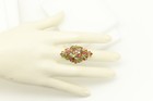 Large Natural Tourmaline Cluster Ring Multi Gemstones Silver plated with Gold — photo 8
