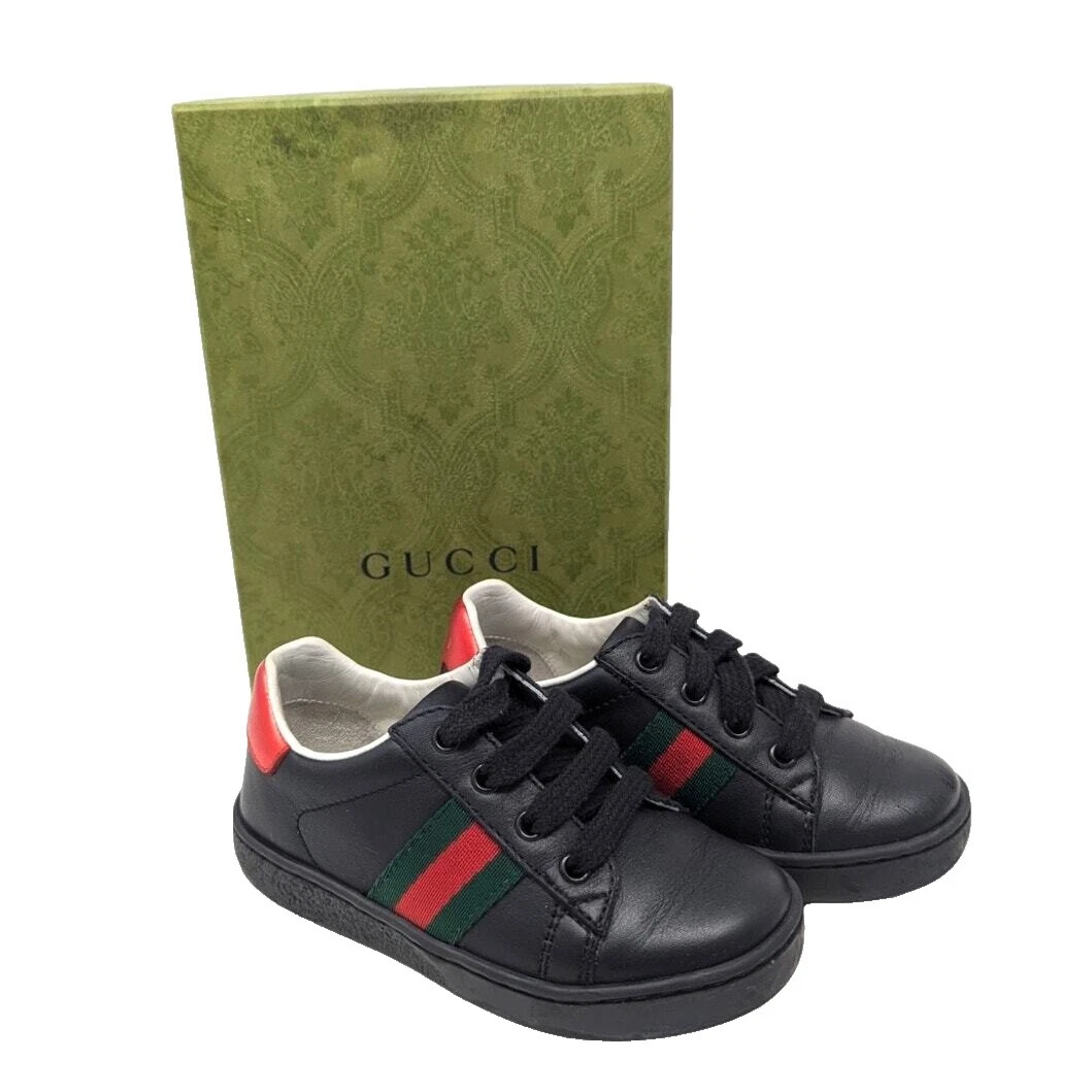 Zapatos de Bebé Negro Superior de Cuero Gucci