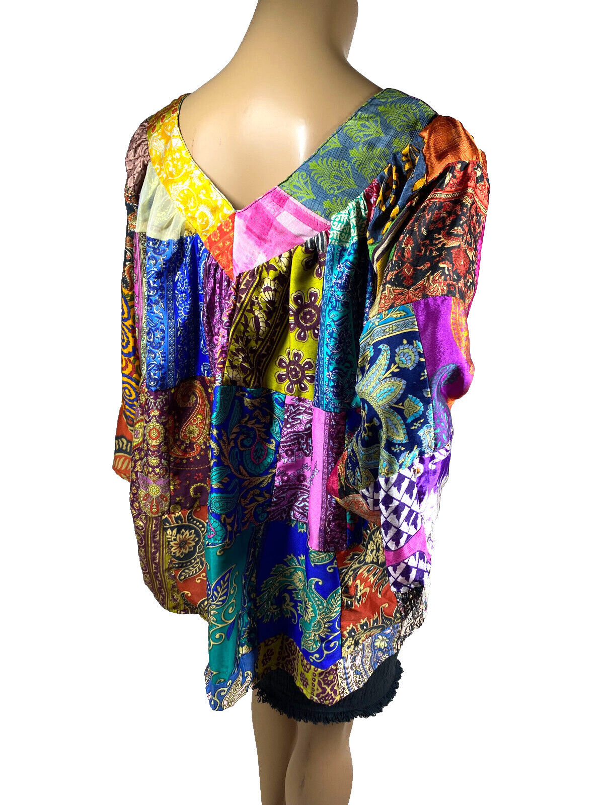 Sacred Threads Patchwork Tunic Top One Size V Nec… - image 6