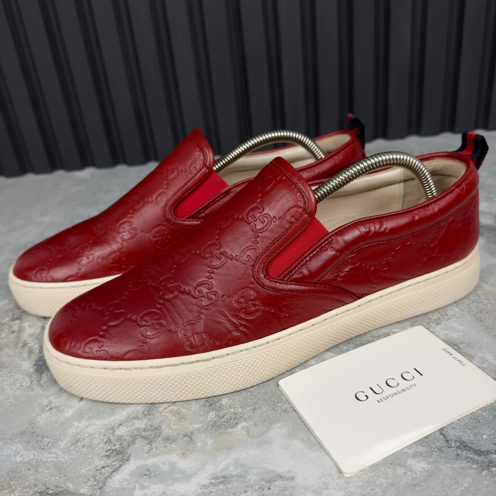 Gucci Dublin GG Signature Gaufré Slip On Cuir Rouge 7 G ou 7,5 US ou *