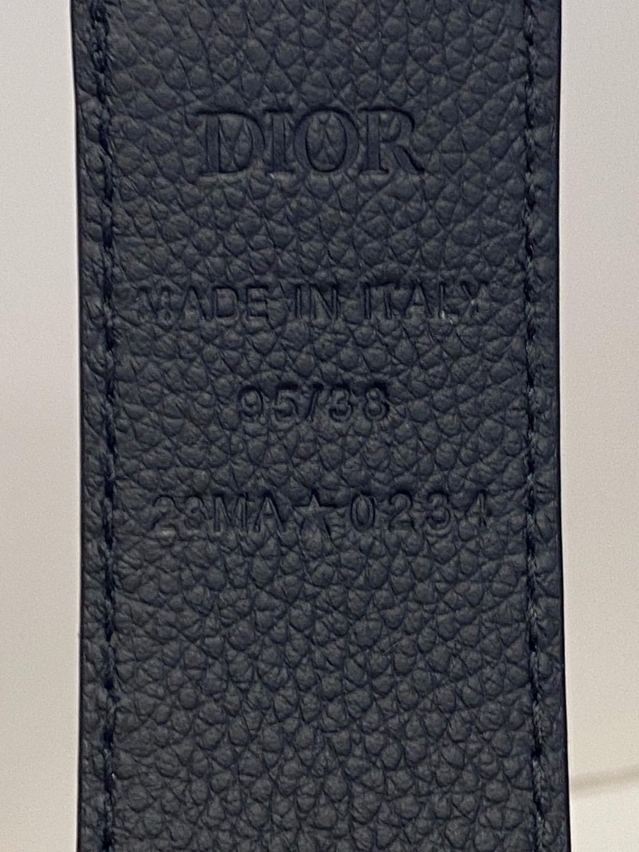 DIOR Men Black Leather Reversible Belt 35mm w/Gold Oblique