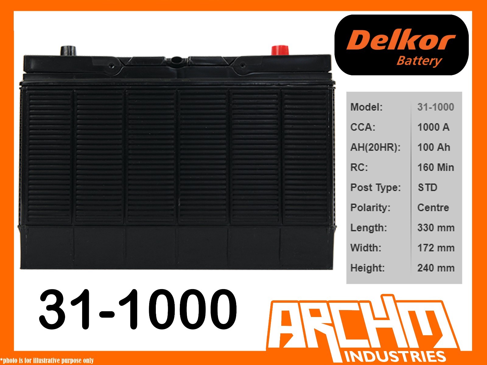 DELKOR BATTERY COMMERCIAL 31 1000 CCA 1000 A 100 AH SAE CENT delkor-battery-commercial-31-1000-cca-1000-a-100-ah-sae-cent